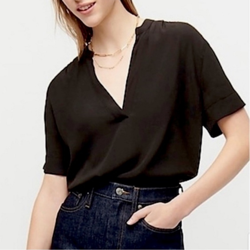 EUC J.Crew Drapey Band Collar Popover top - size XS